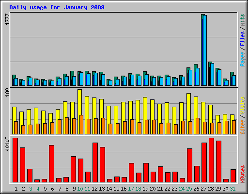 Daily usage for January 2009