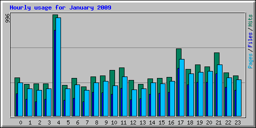 Hourly usage for January 2009