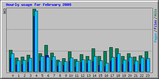 Hourly usage for February 2009