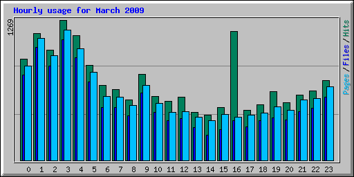 Hourly usage for March 2009