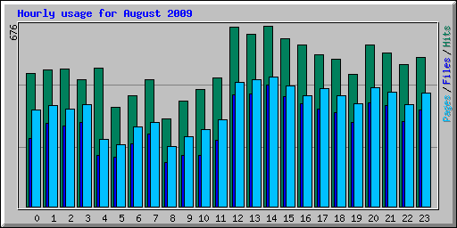Hourly usage for August 2009